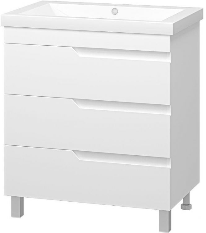 Тумба с раковиной Misty Софт 75 УТ000015030 Белая глянцевая