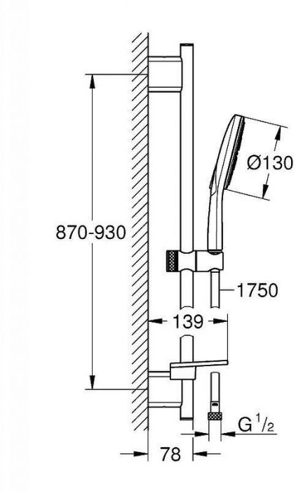 Душевой гарнитур Grohe Rainshower SmartActive 130 26578000 Хром