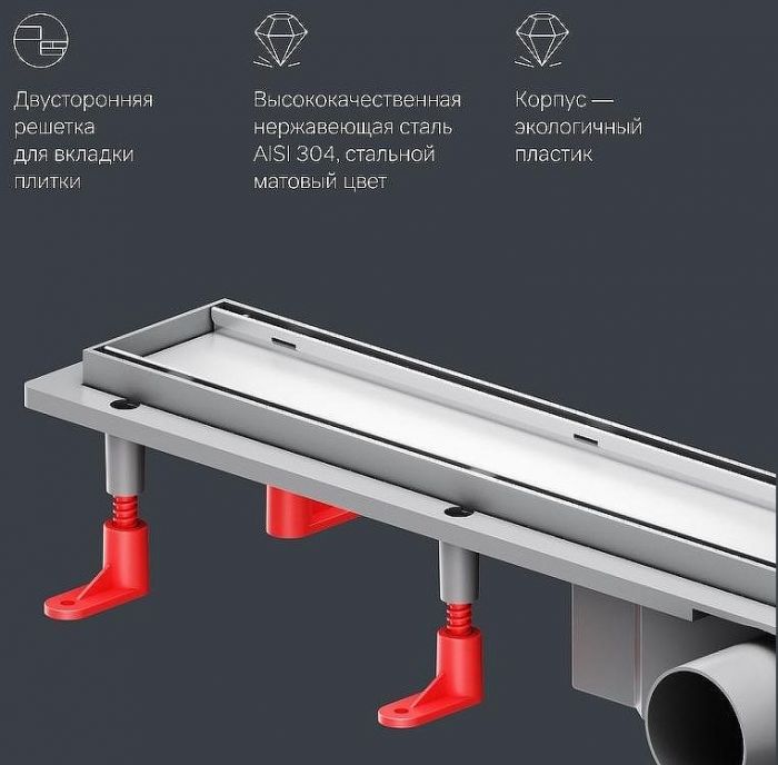 Душевой лоток AM.PM PrimeFlow 70 W02SC-U11-070-04SB с решеткой Хром матовый / под плитку Tile