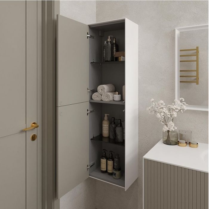 Шкаф пенал STWORKI Олланд 40 3008064 подвесной цвет Бежево-серый Белый