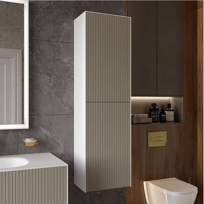 Шкаф пенал STWORKI Олланд 40 3008064 подвесной цвет Бежево-серый Белый