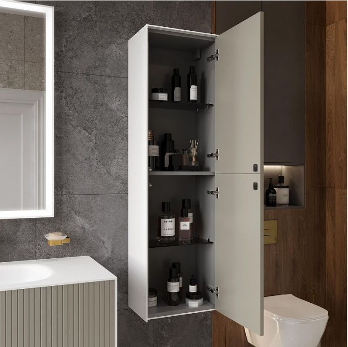 Шкаф пенал STWORKI Олланд 40 3008064 подвесной цвет Бежево-серый Белый