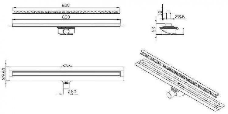 Душевой лоток ALMAes Bajo 60 BG60CH с решеткой Нержавеющая сталь Душевой лоток ALMAes Bajo 60 BG60CH с решеткой Нержавеющая сталь