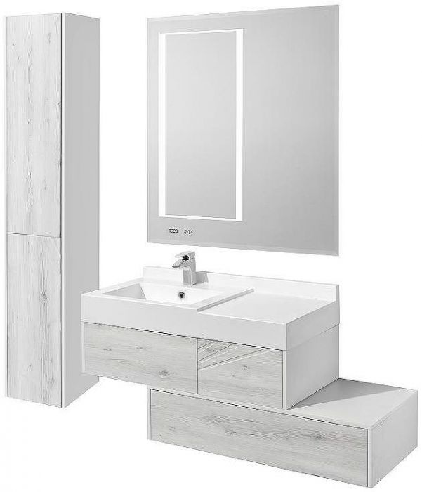 Тумба Aquaton Сакура 100 1A234803SKW80 подвесная Ольха наварра Белый глянец