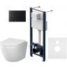 Комплект унитаза с инсталляцией AM.PM Like IS47038.801900 с сиденьем Микролифт и Черной матовой клавишей смыва