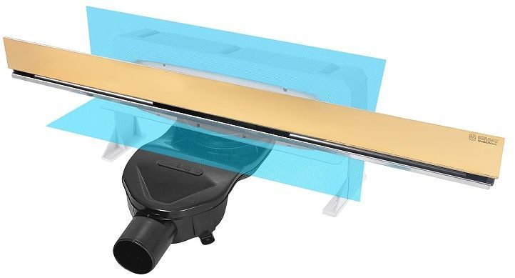 Душевой лоток Berges Wall 600 092156 с решеткой цвет Золото глянец