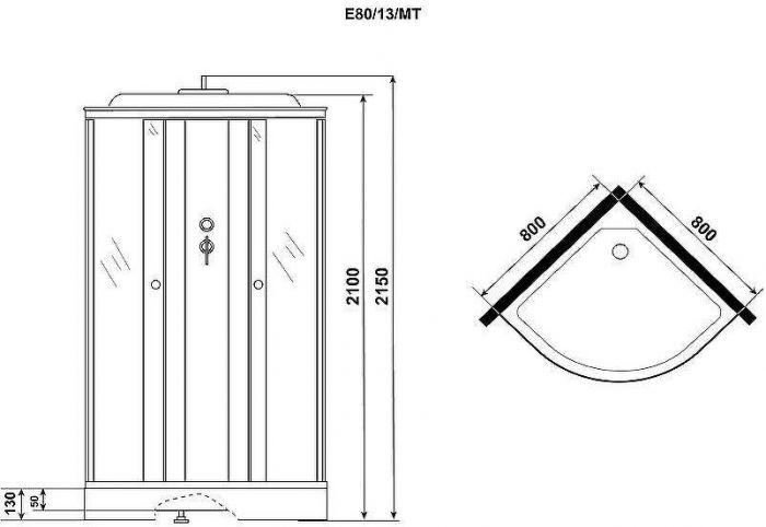 Душевая кабина Niagara Eco 80x80 E80/13/MT без гидромассажа