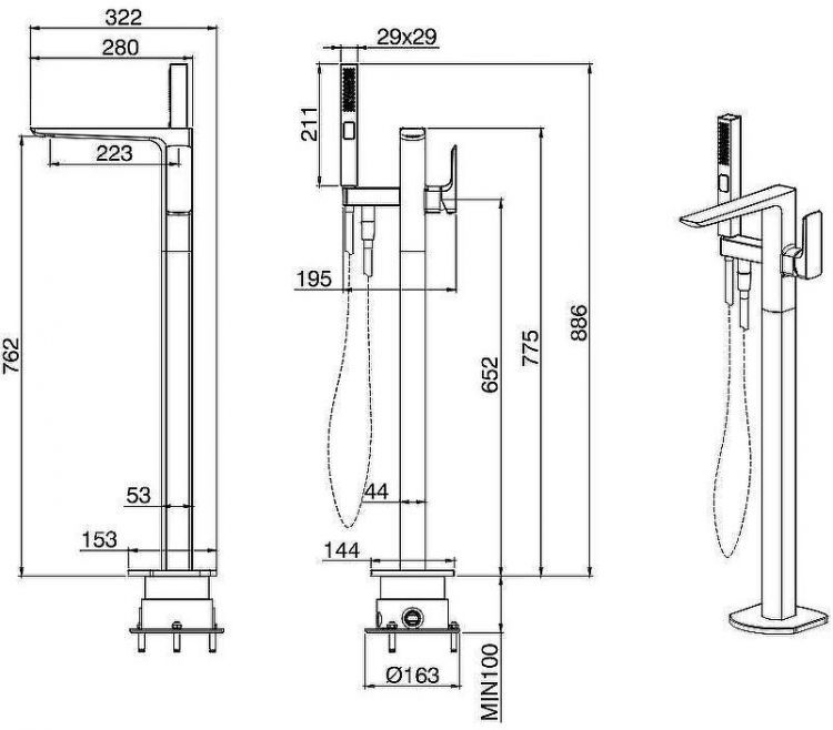 Смеситель для ванны Allen Brau Infinity 5.21009-00 Хром Смеситель для ванны Allen Brau Infinity 5.21009-00 Хром