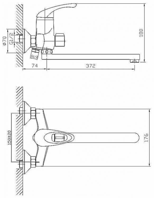 Смеситель для ванны Viko V-6905 универсальный Хром Смеситель для ванны Viko V-6905 универсальный Хром