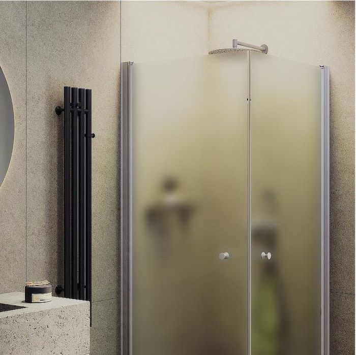 Душевой уголок Maybah Glass MGY-1294-5 900x900x1980 на монопетлях Хром матовый стекло сатиновое