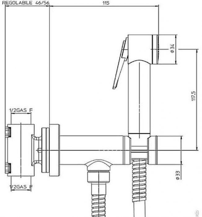 Гигиенический душ со смесителем Bossini E37015B.073 Черный матовый