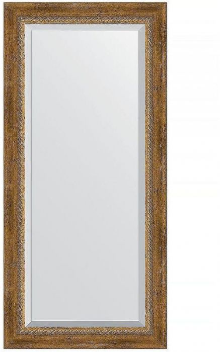 Зеркало Evoform Exclusive 113х53 BY 3484 с фацетом в багетной раме - Состаренная бронза с плетением 70