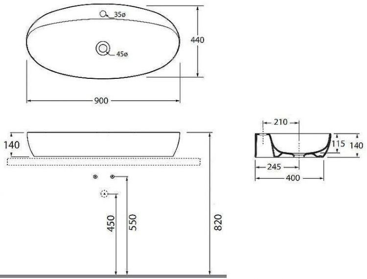 Раковина Azzurra Elegance Circle 90 ELLA090440CMBI/(ECI90M bi)*1 Белая