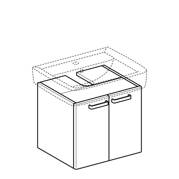 Тумба под раковину Geberit Renova Plan 530 мм, с двумя дверцами, белый [879060000]