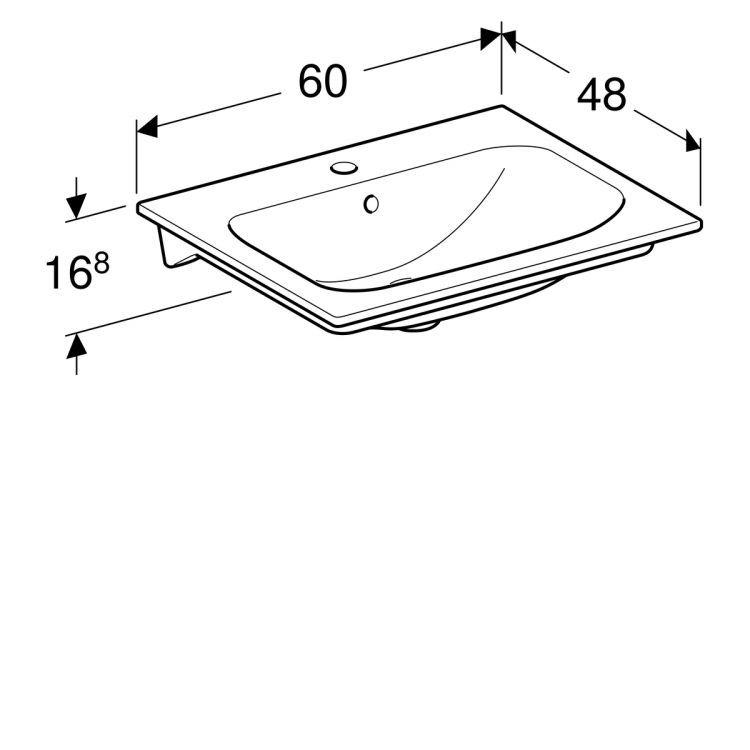 Раковина Geberit Renova Plan Slim 60х48 см, с отв. под смеситель, с переливом [122260000]