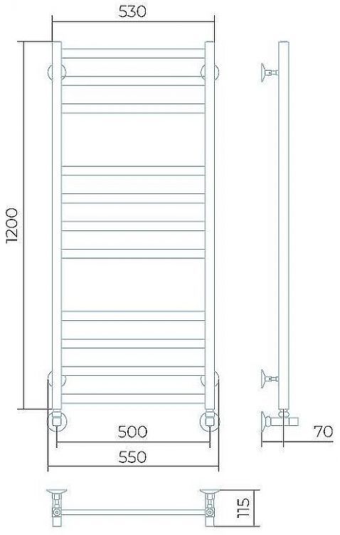 Водяной полотенцесушитель Larusso Солар П11 500x1200 4670078535795 Хром