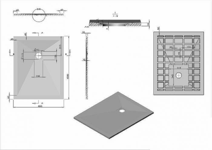 Душевой поддон из искусственного камня Vincea 100x80 VST-4SR8010G Серый