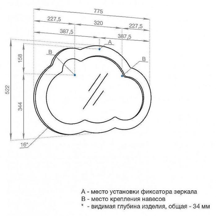 Зеркало Aquaton Каспер Облако 78 1A283602CRE20 Белое матовое