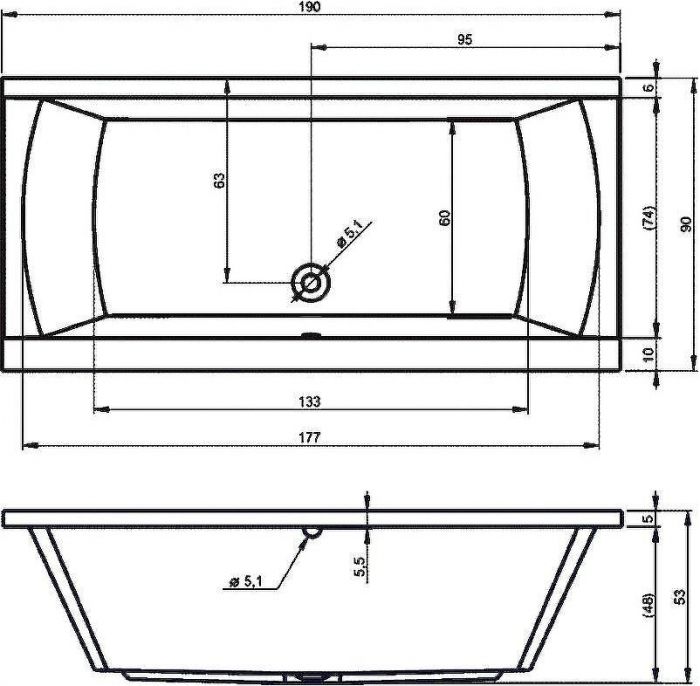 Акриловая ванна Riho Julia 190x90 B023001005 (BA6900500000000) без гидромассажа