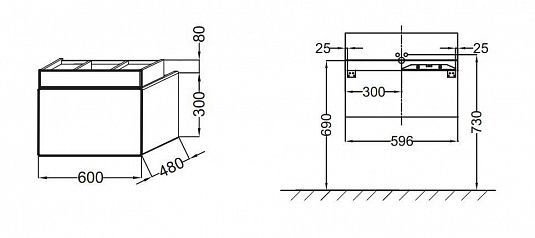 Тумба для раковины Terrace 60 см, цвет чёрный лак [EB1185-274]