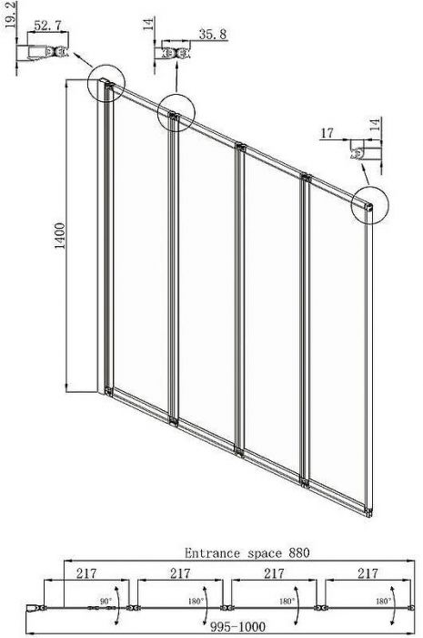 Шторка на ванну Ambassador Bath Screens 100х140 16041111L профиль Хром стекло CrystalPure