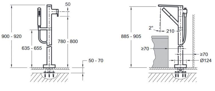Смеситель напольный Jacob Delafon Composed E73087-TT, титан Смеситель напольный Jacob Delafon Composed E73087-TT, титан