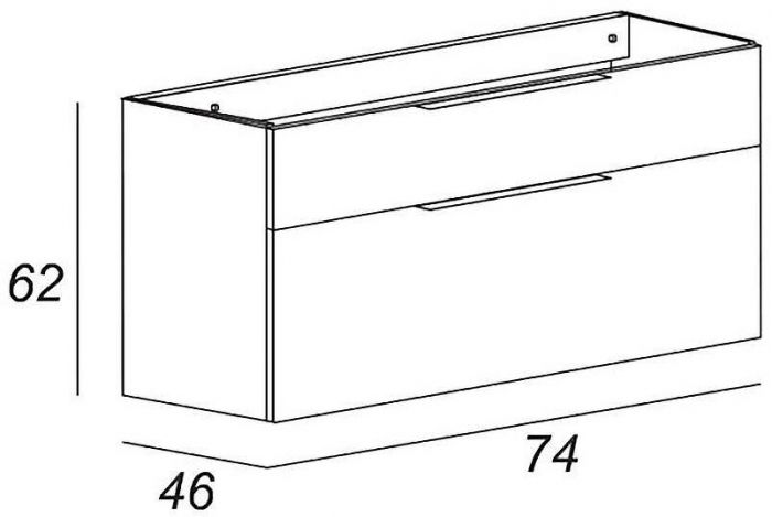 Тумба под раковину Cezares Urban 74 55160 подвесная Grigio opaco без ножки и боковой полки