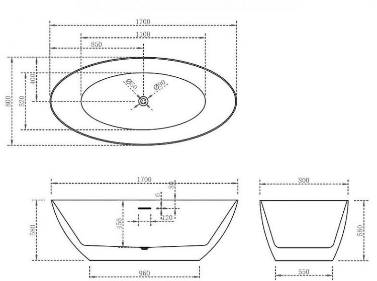 Акриловая ванна Abber 170x80 AB9374-1.7 без гидромассажа