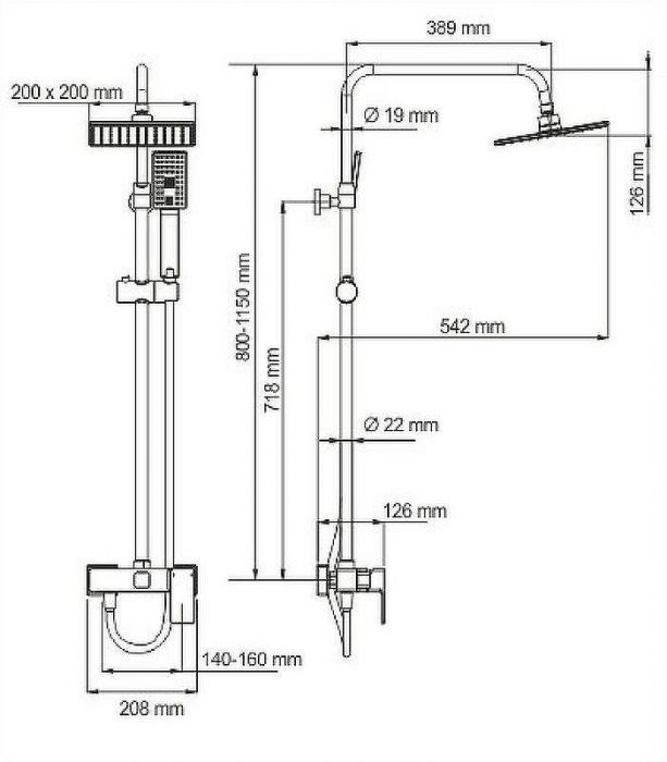 Душевая система WasserKRAFT Elbe A17702 Хром