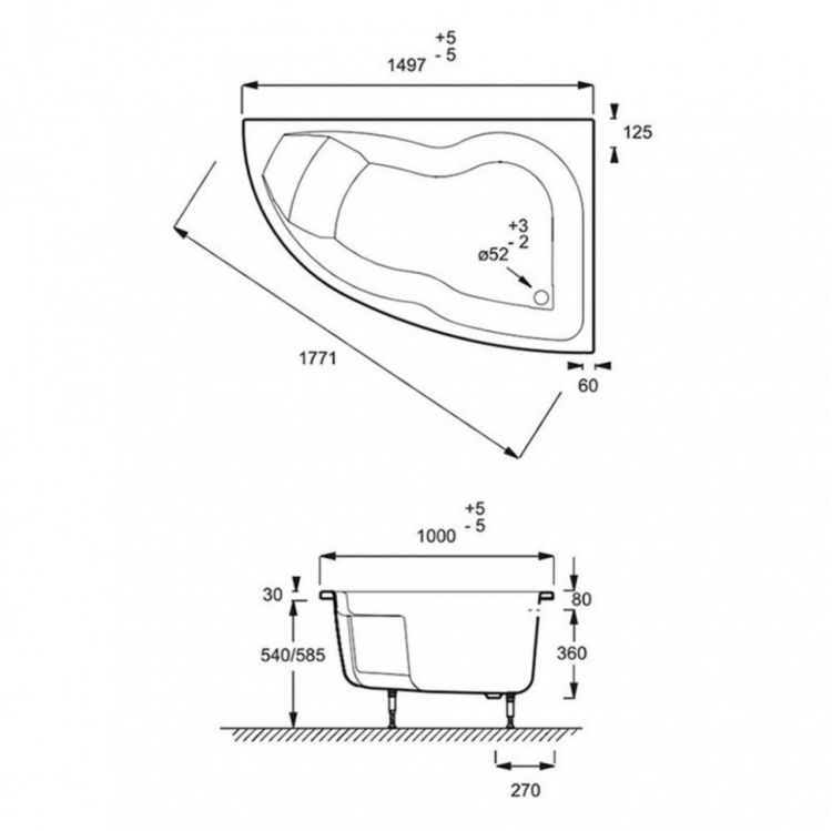 Акриловая ванна Jacob Delafon Micromega 150х100 E5BC1160-M-00 с системой plus Акриловая ванна Jacob Delafon Micromega 150х100 E5BC1160-M-00 с системой plus