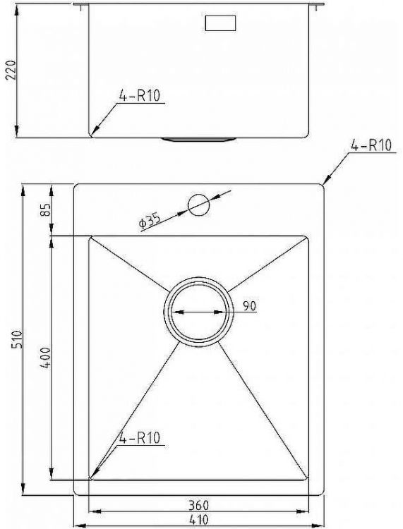 Кухонная мойка Milacio Denia 41 MC.77469 Вороненая сталь
