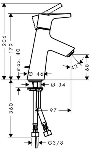 Hansgrohe Talis S, Смеситель для раковины с донным клапаном, Цвет: хром