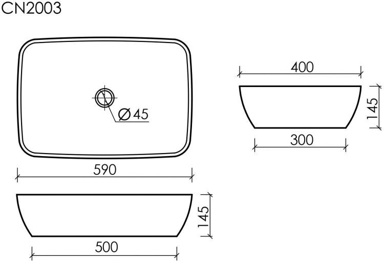 Умывальник чаша CERAMICANOVA FORM накладная прямоугольная CN2003 Умывальник чаша CERAMICANOVA FORM накладная прямоугольная CN2003