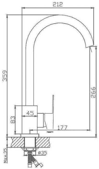 Смеситель для кухни Haiba HB70802 Нержавеющая сталь
