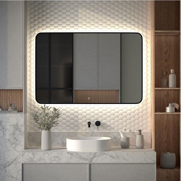 Зеркало Defesto Aura 120х80 DF 2970SH с подсветкой 38W-4500K/Сенсорный выключатель/Нейтральный белый свет/Черная рама Зеркало Defesto Aura 120х80 DF 2970SH с подсветкой 38W-4500K/Сенсорный выключатель/Нейтральный белый свет/Черная рама