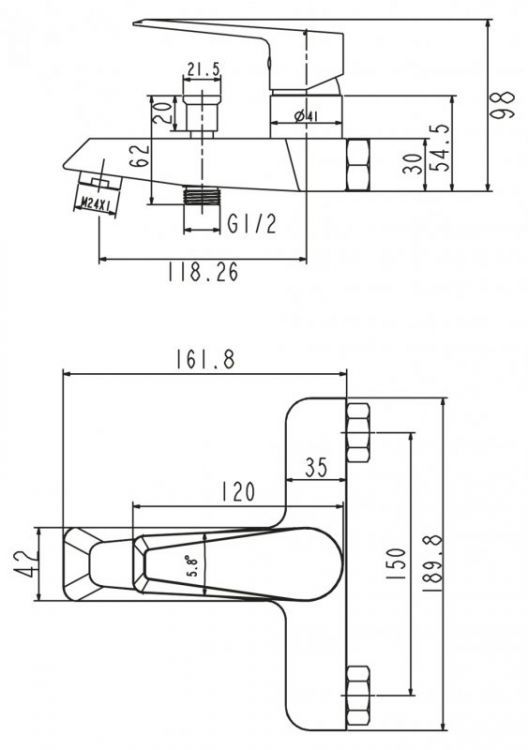 Смеситель для ванны и душа BELBAGNO SALUTO SAL-VASM-CRM