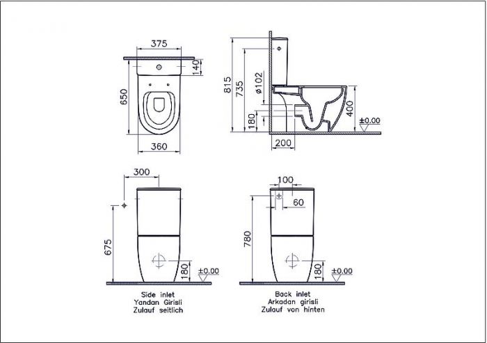 Унитаз компакт Vitra Sento Rim-ex open back 9830B003-7204 с бачком и сиденьем Микролифт