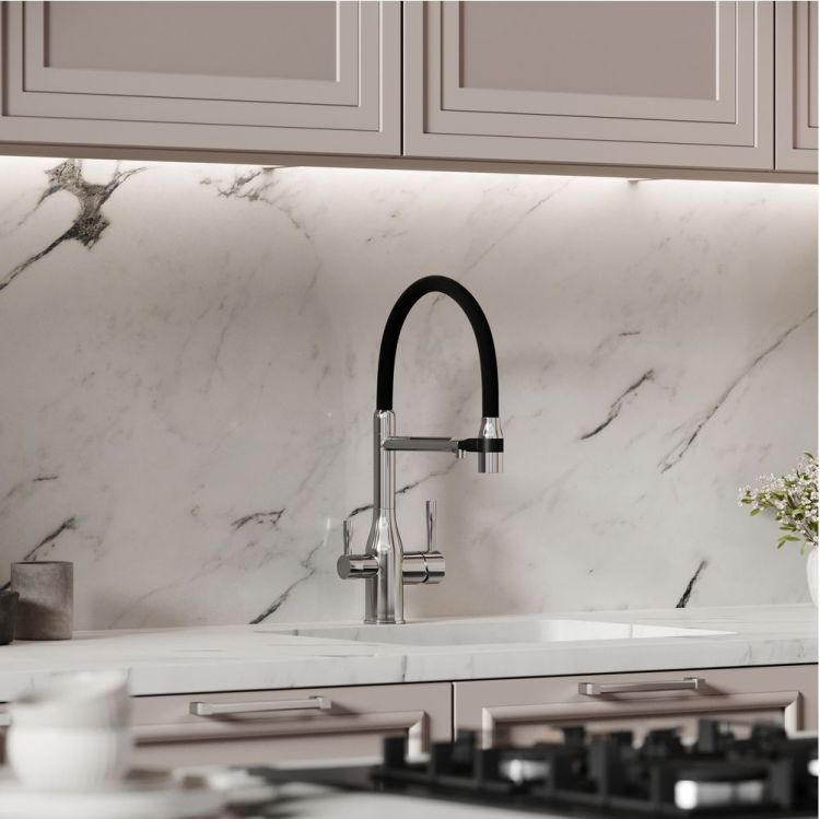 Смеситель для кухни Sancos Garda с гибким изливом, цвет хром/черный, SC4009CH