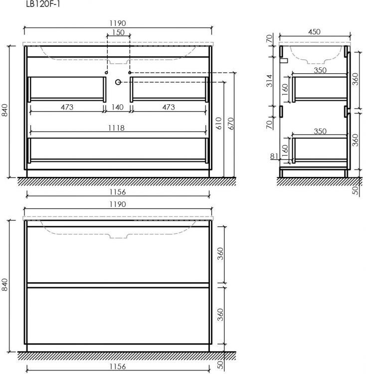 Тумба напольная под раковину SANCOS Libra Floor, белый глянец 1190х450х840 мм, LB120F-1W