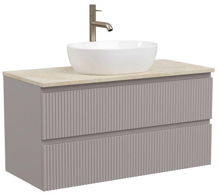 Тумба подвесная SANCOS Snob R, Doha Soft 995х445х500, под столешницу с отверстием под смеситель, цвет Kreman, SNR100SM