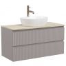 Тумба подвесная SANCOS Snob R, Doha Soft 995х445х500, под столешницу с отверстием под смеситель, цвет Kreman, SNR100SM