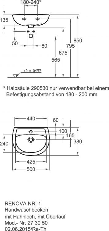 Раковина Keramag Renova Nr.1, 273050000 Раковина Keramag Renova Nr.1, 273050000