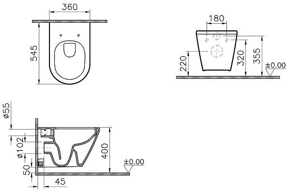 Унитаз Vitra Integra Round 7041B003-0075 подвесной без сиденья