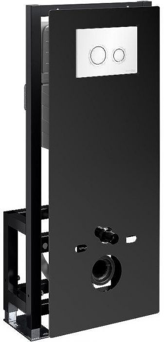Инсталляция WasserKRAFT Glan 66TLT.010.ME.BL.WH01 для унитаза Черное стекло с Белой клавишей смыва