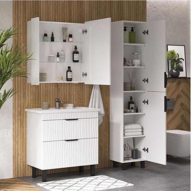 Зеркальный шкаф Volna Lotty 80 szLOTTY80-04 с подсветкой цвет Белый