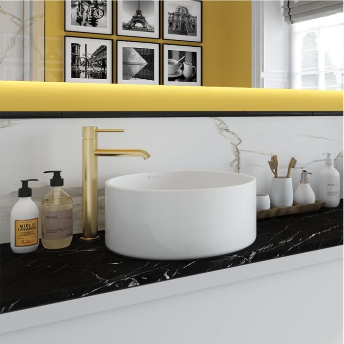 Смеситель для раковины L AQUEDUTO CANO,  шлифованное золото (CAN0350)