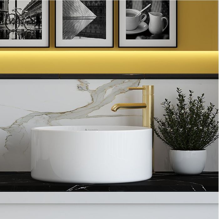 Смеситель для раковины L AQUEDUTO CANO,  шлифованное золото (CAN0350)