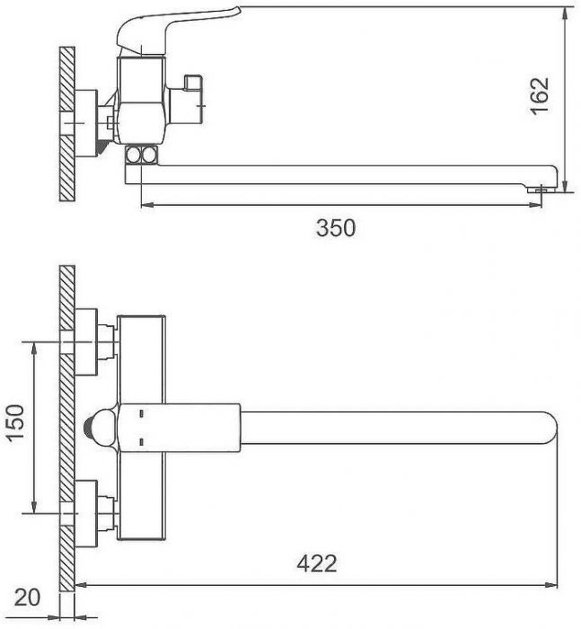 Смеситель для ванны Gappo G50 G2250-8 универсальный Хром