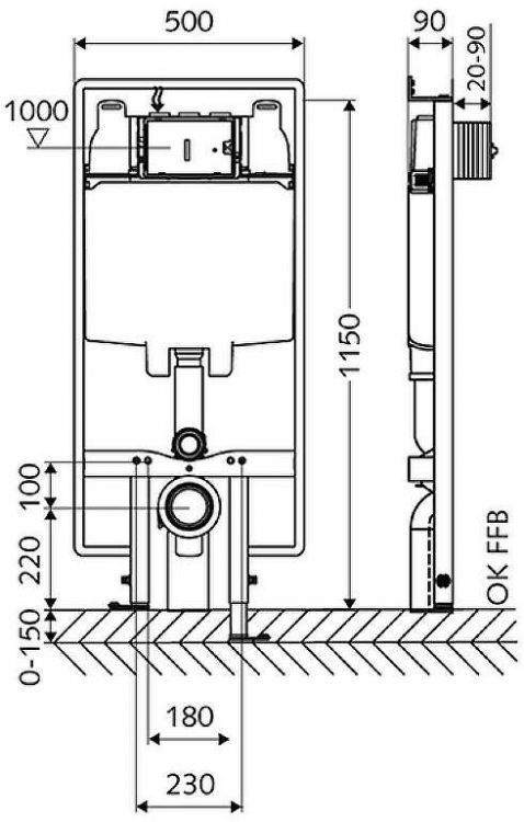 Инсталляция Schell Montus С90 SCL030610099 для унитаза без крепежа и клавиши смыва
