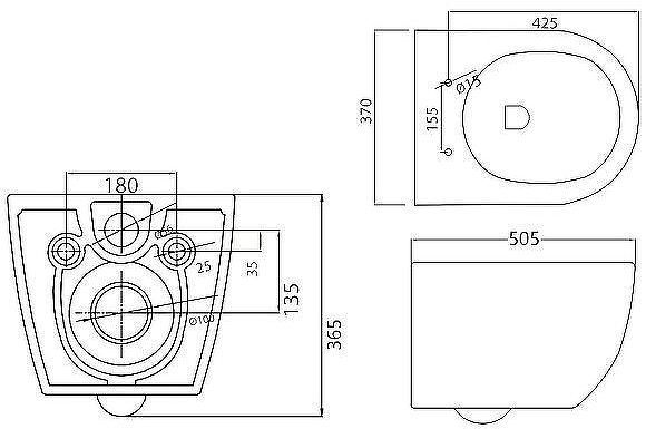 Унитаз Cezares Stylus CZR-513-TH-R подвесной без сиденья